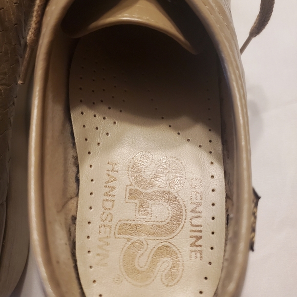 SAS S.A.S Beige Leather Woven Lace Up Loafer Hidden Heal Women's Size 8N - Picture 10 of 12